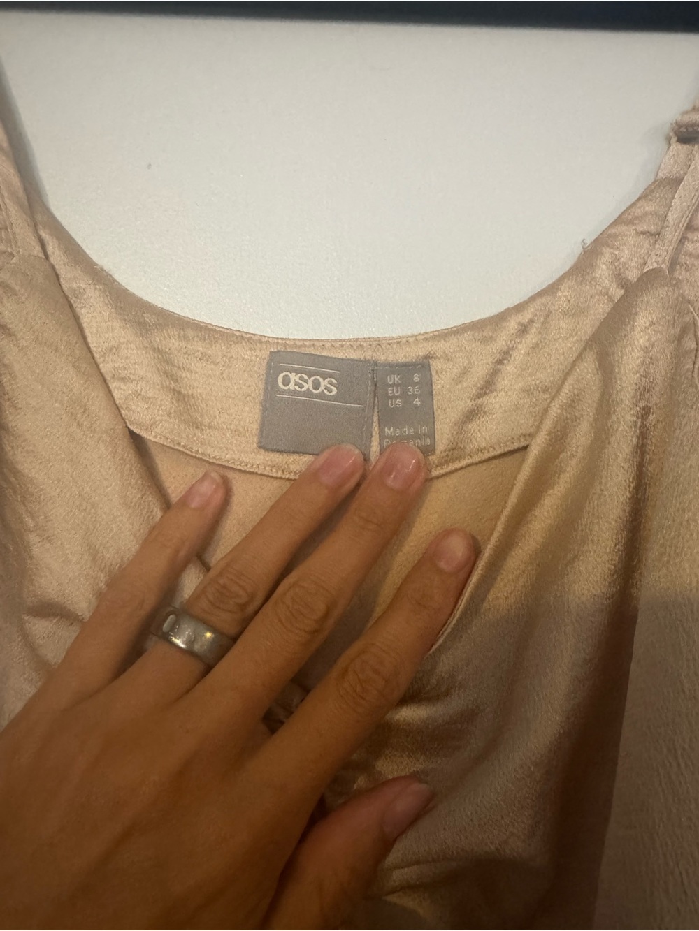 ASOS Champagne Satin Ruched Drawstring Cami Top - Picture 3 of 4